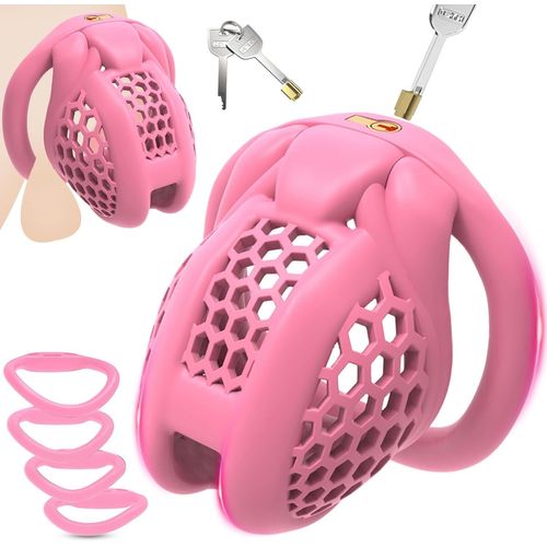 Kal-Mini Cages De Chasteté, Chastity Cage Sex Toýs Pour Homme Pour Empêcher L'érection, Jeux Sexuels Sm Sextoy Homme Cage À Pénis Pour Punition Sextoyse Couple (Rose, M)