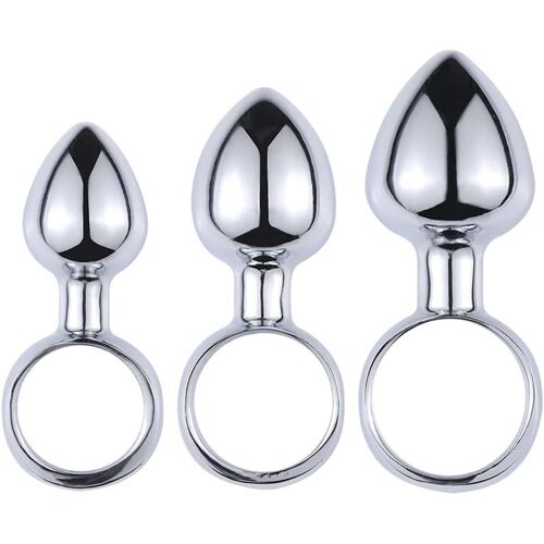 Loranka-Mini Taille Anal Plug Petit Filetage Mini Ampoule Anal Plug Avec Boucle Coulissante En Acier Inoxydable Anal Plug Set Pour Les Hommes Et Les Femmes Plug D'accueil Pour Les Débutants (S+M+L)