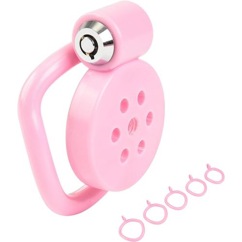 Kal-Cage De Chasteté Plate Respirante Avec Dilatateur Métal/Silicone, Cordons De Traction Abs Push-Lock Cock Cage Sm Bondage Fétiche Sex Toy Pour Hommes Chasteté Extrême (Pink)