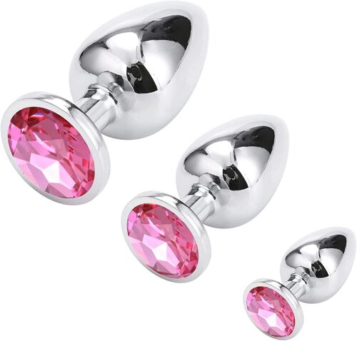 Loranka-Plug Anale, Plug Anale Debutant Grand + Moyenne + Petite Taille Plug Anal En Métal Avec Diamant En Cristal Transparent, Sex Toys Butt Plug Pour Homme Femme Jouet Sexuel Pour Couple