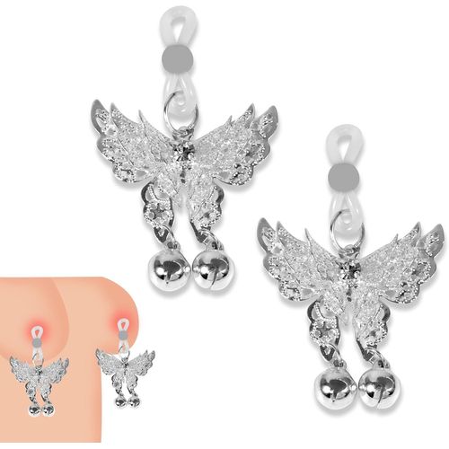 Kal-Pince Teton Pour Femmes En Métal Avec Clochette, Pinces À Tétons Papillon Non Percé Bijoux De Tétons Bdsm Sex Toys Pour Sm Fetish Sex Toy Pour Couples (Rings)