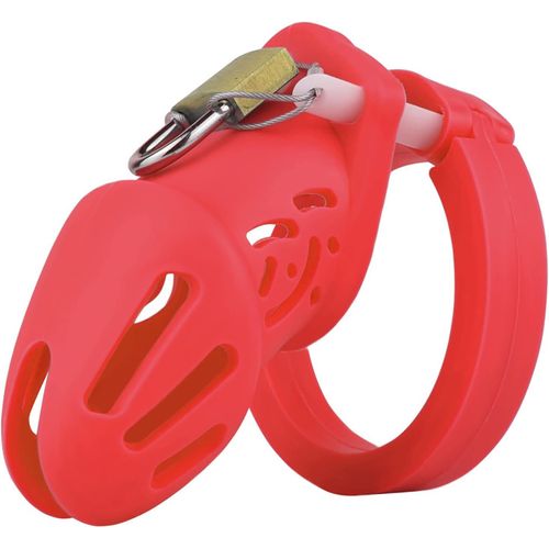 Kal-Cage De Chasteté Silicone Homme Jouet Sexuelle Sissy Chastity Cage Bdsm Chastete¿E Pour Pénis Men Sex Toy¿S Pour Punition Sextoyse Couple Plaisir (Small,Red)