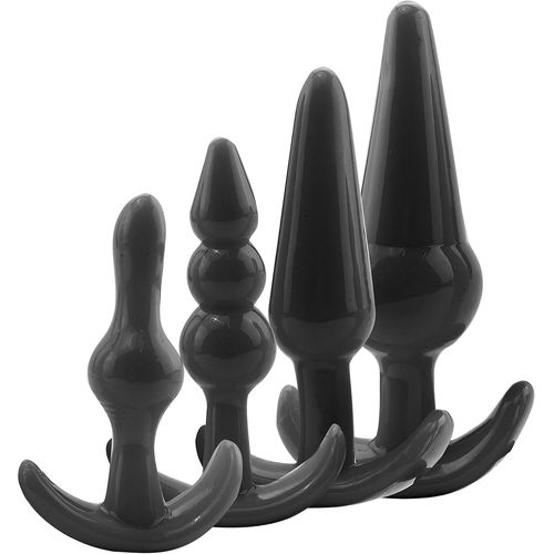 Ensemble De Plugs Anaux 4 Pièces ¿ Tailles 9cm 9,5cm 11cm Et 12,5cm ¿ Jouets Sexuels Anaux En Tpr Noir Souple ¿ Kit Anal Débutants Et Confirmés Pour Femme Homme Couple Sextoy Intime Fops A49