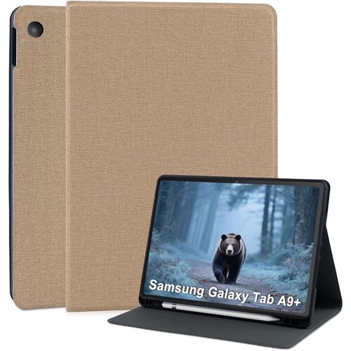 Coque Pour Samsung Galaxy Tab A9 Plus/Galaxy Tab A9 + 11 Pouces 2023 Sm-X210/X215/X216 Protection Ultra Fin En Housse Cuir Pu Support Fonction Et Porte-Pencil Etui Tablette Dorée