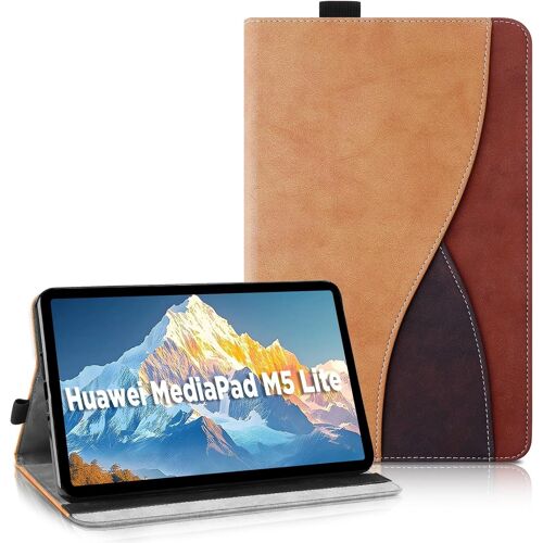 Kal-Étui Coque Compatible Avec Huawei Mediapad M5 Lite 10, Housse De Protection Avec Fonction Support Coque Tablette Huawei Mediapad M5 Lite 10.1 Pouces (Marron)