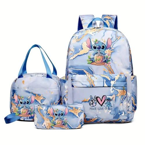 Ensemble 3pcs Sacs Disney Stitch – Sac à Dos, Tote & Trousse, Polyester Durable