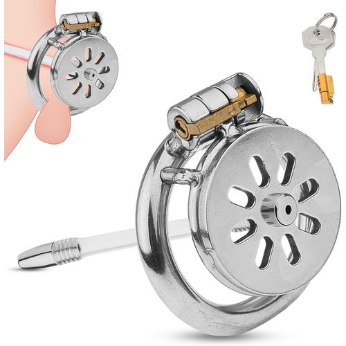 Kal-Cage De Chasteté En Acier Inoxydable, Chastity Cage Avec Dilatateur Urétral, Cock Cage Men Sex Toýs, Homme Cock Bondage Bdsm Toy (50mm)