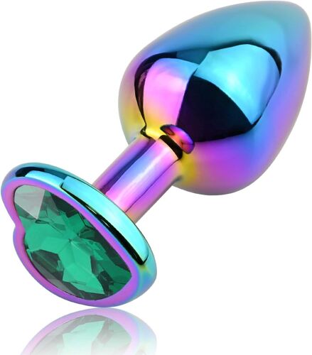 Kal-Bouchons Anaux En Métal Bouchon De Cul Kit D'entraînement Anal Jouets Sexuels Anaux De Luxe En Forme De Coeur Pour Les Femmes Et Les Hommes (Vert Foncé, M)