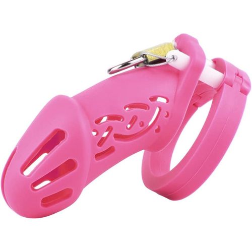 Kal-Cage De Chasteté Silicone Homme Petite Sissy Chastity Cage Bdsm Chastete¿E Pour Pénis Men Sex Toy¿S Punition D'esclave Sextoyse Couple Plaisir (Long,Pink)