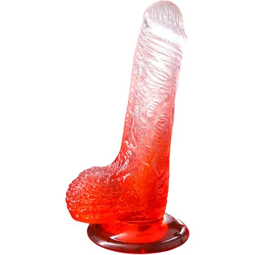 Kal-Gode Gradient Jouet Anal Avec Forte Ventouse Jouets Vaginaux Pour Les Couples Gode Doux Réaliste Massage Du Point G Et De La Prostate Pour Les Lesbiennes (M,Red)