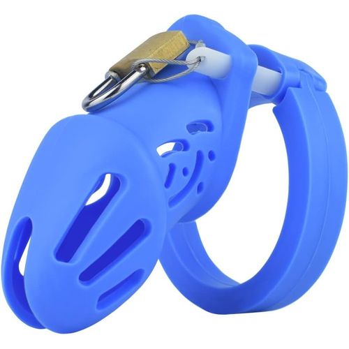 Kalanka-Cage De Chasteté Silicone Homme Petite Sissy Chastity Cage Bdsm Chastete¿E Pour Pénis Men Sex Toy¿S Punition D'esclave Sextoyse Couple Plaisir (Short,Blue)