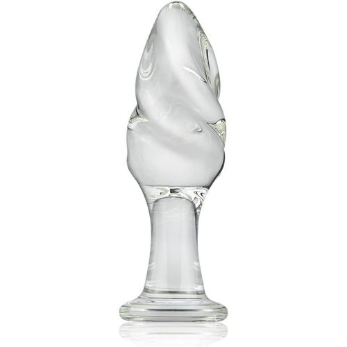 Kalanka-Gode Anal Plug En Verre, Bouchon De Cul En Forme De Crème Glacée En Cristal Avec Base Ronde Jouet Sexuel Anal Pour Débutant Joueur Avancé Transparent (M)