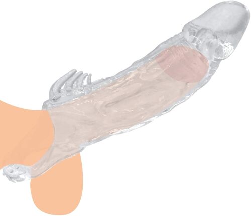 Kal-Manchon Pour Pénis Crystal Penis Sleeve En Silicone Rétractable,Avec Anneaux Pour Testicules & Aileron De Requin,Extenseur De Pénis Pour Homme Ejaculation Retardée L'agrandissement Du Pénis