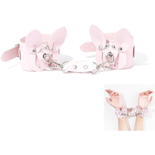Kal-Menottes En Cuir Pour Jeux Sexuels Adjustable Rose Bandage Poignet Ropes Handcuffs Restraints Sex Toys For Couples Games (Pink)