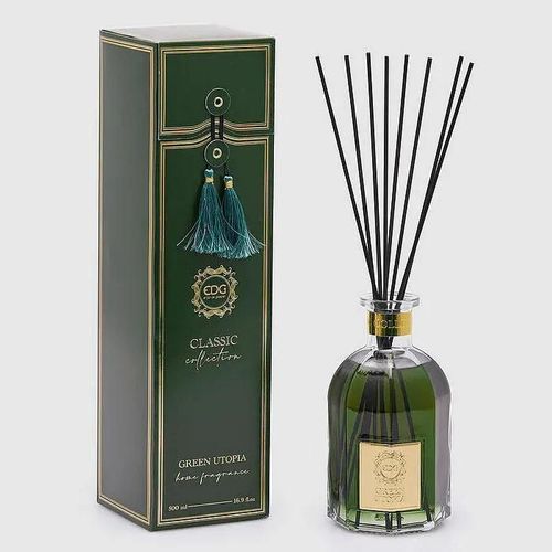 Edg, Profumatore In Bottiglia Con Bastoncini Classic Ø8,5xh16cm 500ml Fragranza Verde Utopia, Natale, Casa