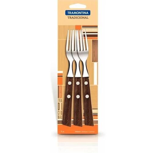 Tramontina Set 3 Forchette Con Manico In Legno Naturale - Tradicional