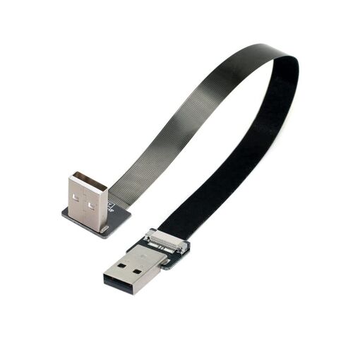 KALANKA-Câble FPC plat coudé vers le haut USB 2.0 type A mâle vers type A mâle FPC plat fin 90 degrés pour FPV, disque, scanner et imprimante 20 cm