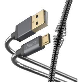 KALCX-Câble Micro-Usb Métal (Câble De Charge Et Transfert De Données Usb-A 2.0 Mâle Vers Micro-Usb,Fiche Aluminium,Câble Anti-Torsion,Gaine En Métal Élégante Et Robuste 1.5 M) Anthracite