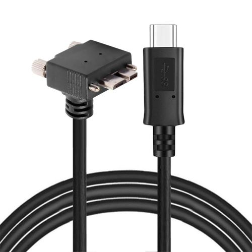 KAL-Câble Micro Usb 3.0 Vers Usb-C Type C Avec Support À Vis Coudé À 90 Degrés Vers Le Haut 5 Gbit/S Pour Rangement D'Appareil Photo Industriel 100 Cm