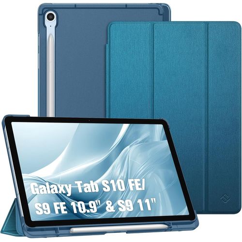 Coque Pour Samsung Galaxy Tab S10 Fe 10.9 Pouces 2025/Tab S9 Fe 10.9""/S9 11 2023 - [Rangement De Stylet] Coque Translucide Givrée Housse Arrière Rigide, Etui Fin Et Léger, Bleu Foncé