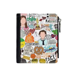 Portefeuille Le Bureau=5 Compact en Simili-Cuir PU Porte-Cartes Fermeture Éclair Homme Femme Ad