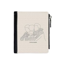 Portefeuille Le Câlin 4=31 Compact en Simili-Cuir PU Porte-Cartes Fermeture Éclair Homme Femme A