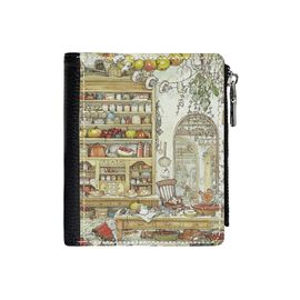 Portefeuille La cuisine du palais=7 Compact en Simili-Cuir PU Porte-Cartes Fermeture Éclair Homme Femme Ad