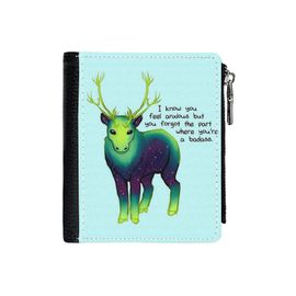 Portefeuille La partie où tu es un caribou dur à cuire=6 Compact en Simili-Cuir PU Porte-Cartes Fermeture Éclair Homme Femme