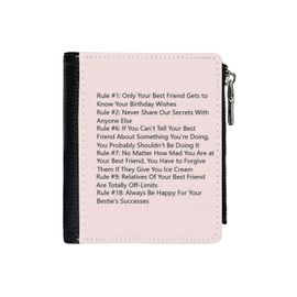 Portefeuille Les règles du Kissing Booth. Les règles des meilleurs amis.=13 Compact en Simili-Cuir PU Porte-Cartes Fermeture Éclair Homme Femme