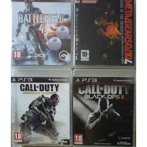 Lot À Mini Prix Des 4 Meilleurs Jeux Complets De Guerre Ps3 : Battlefield 4, Metal Gear Solid 4, Call Of Duty Advanced War, Call Of Duty Black Ops 2. Vente À L'Unité Ok