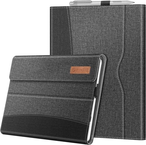KAL-Coque Pour Microsoft Surface Go 4/3/2 10.5 Pouces (2023/2021/2020) Et Surface Go 10 Pouces 2018, Housse Multi-Angles Ajustables Folio Etui Avec Poche De Documents, Denim Gris
