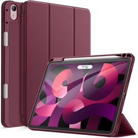 Coque pour iPad Air 11 Pouces M3/M2 (2025/2024), iPad Air 5/4 (10,9 Pouces 2022/2020 5eme/4eme Génération) avec Porte-Stylet, Étui Mince Tablette avec Dos en TPU Souple (Vin Rouge)