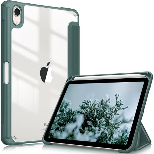ELVORIX-Coque pour iPad Mini 7 2024 (A17 Pro) / iPad Mini 6 2021 8.3 Pouces - [Rangement de Pencil] Etui Arrière Transparent Clair Housse Fine et Antichoc Veille/Réveil Auto, Vert Forêt