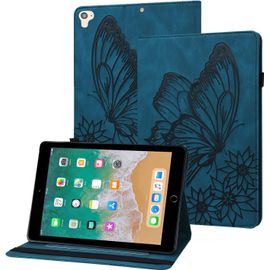 Kal-Coque 5e/6e Génération, Ipad Air 1/2, Ipad Pro 9.7"" Papillon En Relief Etui En Cuir Pu Portefeuille Housse De Protection Pour Ipad 2017/2018, Ipad Air 1/2, Ipad Pro 9.7"" - Bleu Marine