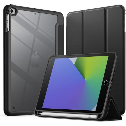 Tea-Coque Pour Ipad Mini 5/4 (7,9 Pouces Modèle 2019/2015) Avec Porte-Stylet, Étui Housse Arrière Transparent Fin Support Antichoc Tablette (Noir)