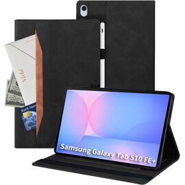Coque pour Samsung Galaxy Tab S10 FE Plus/S10 FE+ 13.1¡± 2025 Housse en Cuir PU Tab de Style Classique Protection Tablette Anti-Chute ?tui avec Emplacement pour Carte, Noir