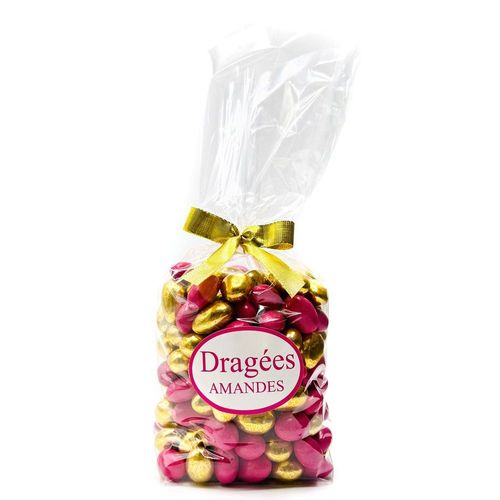 Dragées Amandes Fines 1kg Fuchsia Or