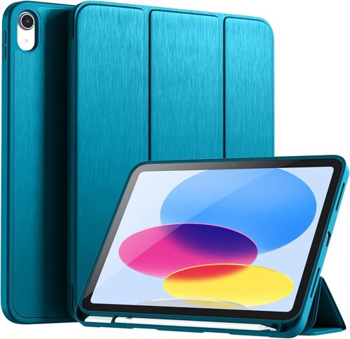 Coque Pour Ipad (A16) 11ème Génération 11 Pouces 2025/Ipad 10ème Génération 10,9 Pouces 2022, Housse Étui Arrière Flexible En Tpu Antichoc, Veille/Réveil Automatique, Bleu Paon