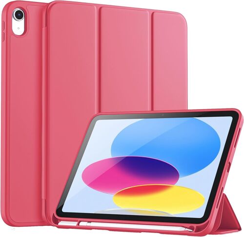 Coque Pour Ipad (A16) 11ème Génération 11 Pouces 2025/Ipad 10ème Génération 10,9 Pouces 2022, Housse Étui Arrière Flexible En Tpu Antichoc, Veille/Réveil Automatique, Rouge