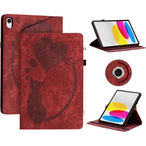 Étui Coque Pour Ipad (A16) 11ème/10ème Génération (2025/2022)- Étui En Cuir Pu Avec Fonction Support/Portefeuille Coque Tablette Ipad 2025 (Rouge)