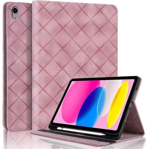 Coque Pour Ipad 2025 A16 11""/ Ipad 10 2022 10.9"" Avec Fente De Stylo, Flip Cuir Pu Tablet Housse Avec Fonction Support Étui Pour Ipad 11 2025 - Rose