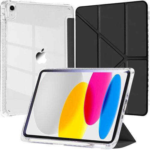 Coque Pour Ipad (A16) 11Ème/10Ème Génération (2025/2022) Avec Porte-Stylet, Étui Housse Arrière Transparent 6-In-1 Angles De Vue Support Antichoc Tablette, Noir