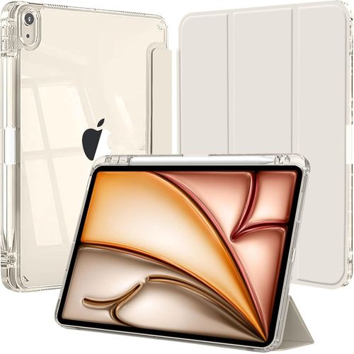 Kal-Coque Pour Ipad Air 11 Pouces M3/M2 (2025/2024), Ipad Air 5eme/4eme Génération 10,9 Pouces 2022/2020 Avec Porte Pencil, Étui Arrière Transparent Support Antichoc Tablette, Lumière Stellaire