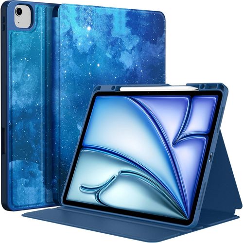 Ljhid-Coque Compatible Avec Ipad Air 13 Pouces 2025/2024 Avec Porte-Stylo, Étui Fin Support Folio Fin, Visualisation Multi-Angles, Etoilé Bleu