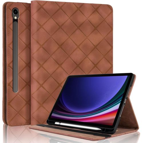 Coque Pour Samsung Galaxy Tab S10 Fe/ S9 Fe/ S9 Avec Fente De Stylo, Flip Cuir Pu Tablet Housse Avec Fonction Support Étui Pour Galaxy Tab S9 - Brun