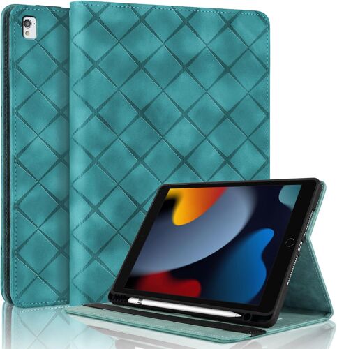 Kal-Coque Pour Ipad 10.2 Pouces Ipad 9/8/7 Gen Ipad Air 10.5"" 2019 Avec Fente De Stylo, Flip Cuir Pu Tablet Housse Avec Fonction Support Étui Pour Ipad 10.2 2021/2020/2019 - Vert