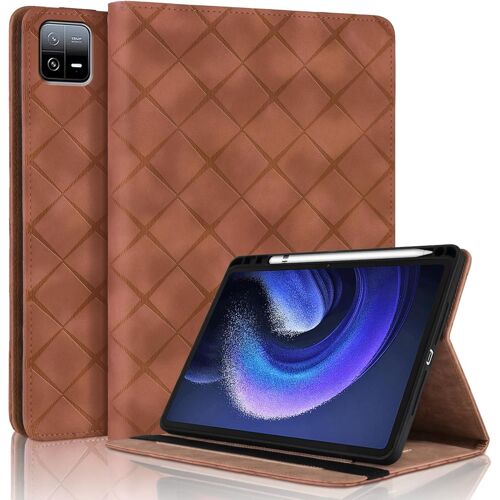 KAL-Coque Pour Xiaomi Pad 6/ Pad 6 Pro 11 Pouces 2023 Avec Fente De Stylo, Flip Cuir Pu Tablet Housse Avec Fonction Support Étui Pour Xiaomi Pad 6 Pro - Brun