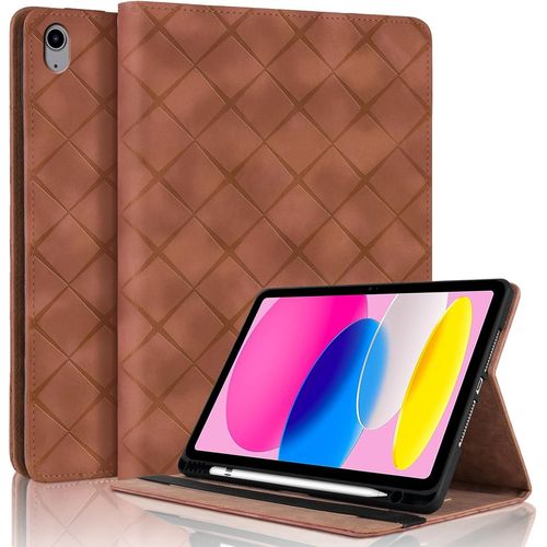 Coque Pour Ipad 2025 A16 11""/ Ipad 10 2022 10.9"" Avec Fente De Stylo, Flip Cuir Pu Tablet Housse Avec Fonction Support Étui Pour Ipad 11 2025 - Brun