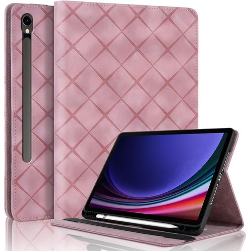 Coque Pour Samsung Galaxy Tab S10 Fe/ S9 Fe/ S9 Avec Fente De Stylo, Flip Cuir Pu Tablet Housse Avec Fonction Support Étui Pour Galaxy Tab S9 - Rose