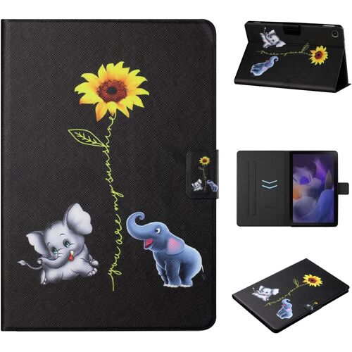 Kal-Coque Pour Samsung Galaxy Tab A8 10,5 2022/2021 (Sm-X200/Sm-X205/Sm-X207) Étui De Protection Case Tablette Housse Smart Cover Avec Réveil/Veille Auto Pour Samsung Galaxy Tab A8, Éléphant Chrysant